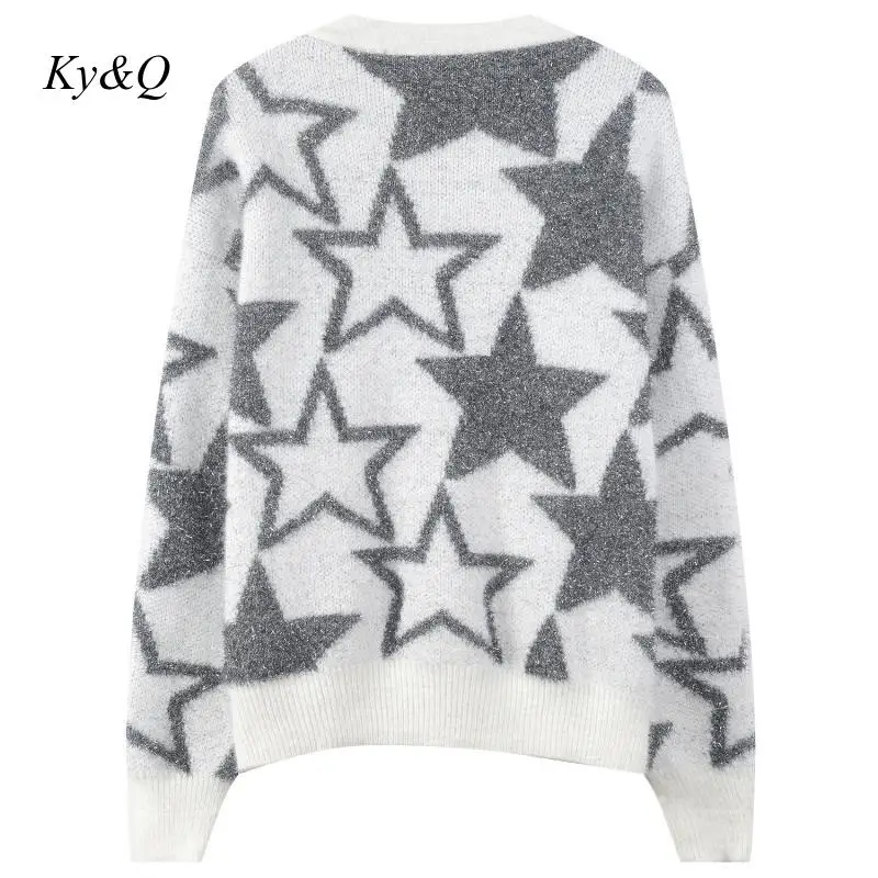 Brand Design Luxury Women Christmas Sweater 2019 Winter Thick Lazy Wind Knit Cardigan Imitation Mink Velvet Pentagram Clothes |