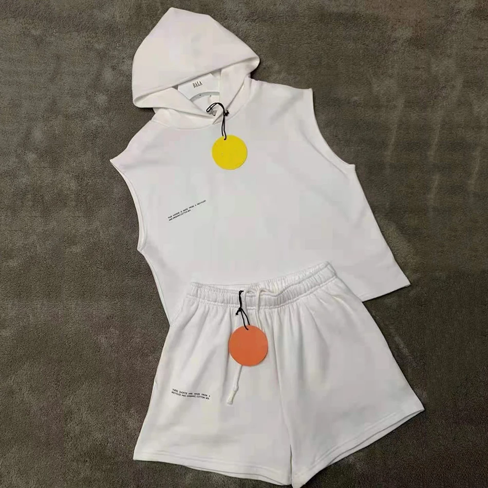 

Ailigou 2021 Summer Ladies Sportswear Hooded Sleeveless Sweatshirt and Sweatpants Casual Wear Fashion Apparel 2-piece Jumpsuit