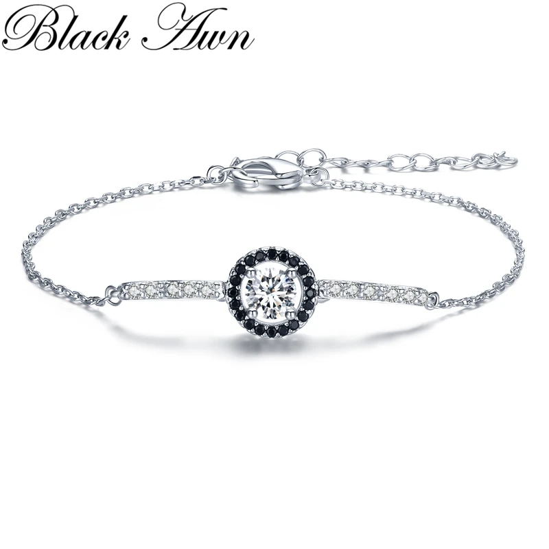 

[BLACK AWN] New 925 Sterling Silver Charm Bracelet Women Wedding Jewelry S007