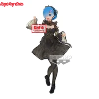 official original banpresto re0 from zero lem black dress idol ver pvc action animemodel toys doll gift