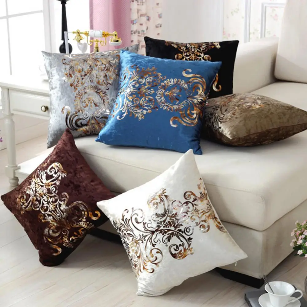 

50% Hot Sale 45x45cm Luxurious Bronzing Pillow Case Sofa Car Cushion Cover Home Decoration
