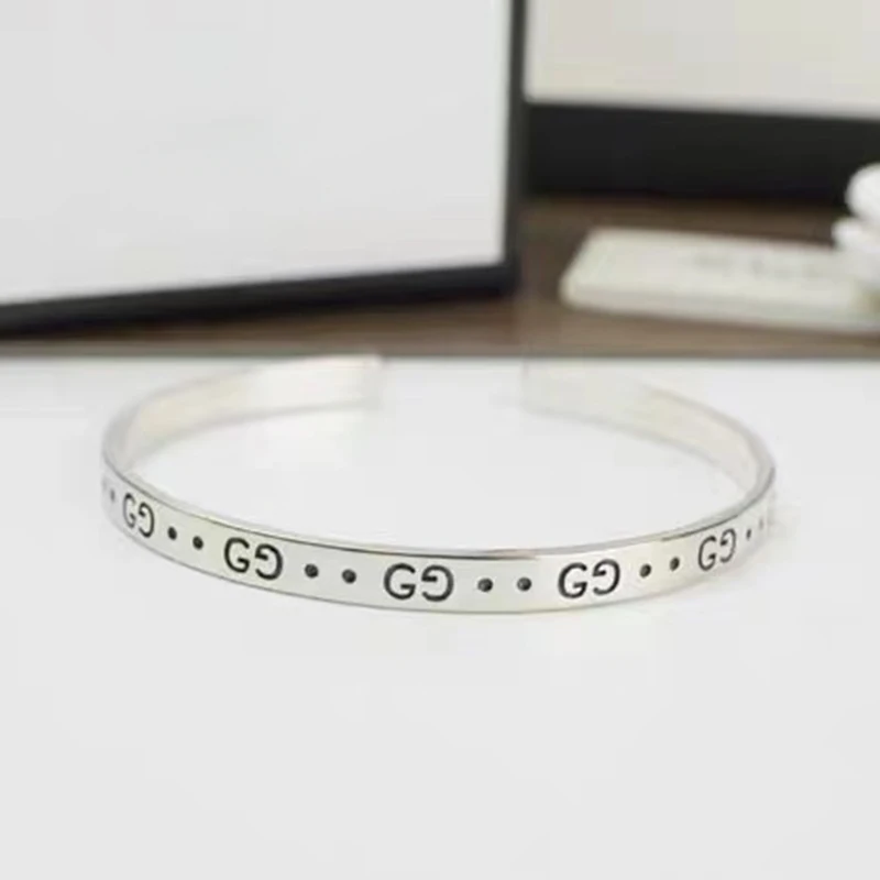 

Ag925sterling Silver Elf G Couples The Bracelet Luxury Brand Exquisite Fashion 1:1 Retro Charm Monaco Jewelry Tide Brand Gift