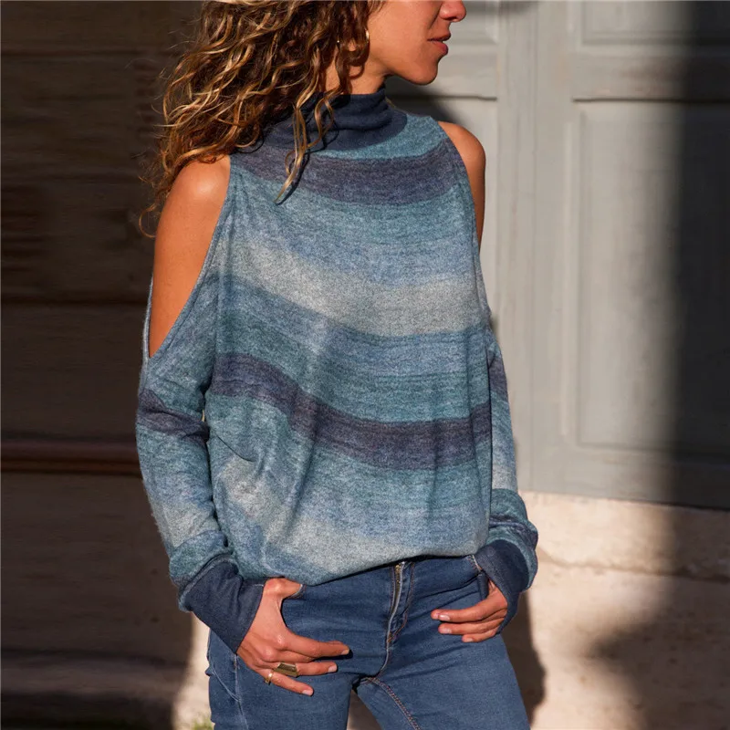 Блузка женская с длинным рукавом повседневный топ свободного покроя принтом