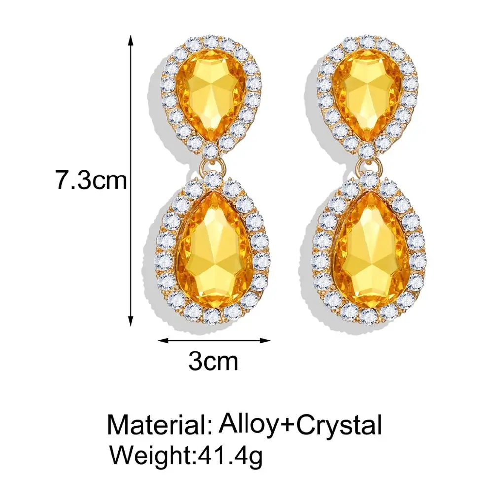 

MS MEOW Elegant Water Drop Earrings Crystal Yellow Stone Brincos Long Drop Earrings For Women Gift Wedding Party Vintage Jewelry