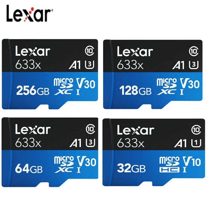 

Lexar Micro SD Card TF 32GB/64GB/128GB/256GB/512GB 633X 95mb/s SDXC SDHC Memory MINI TF Card Reader Uhs-1 For Drone Gopro Sport
