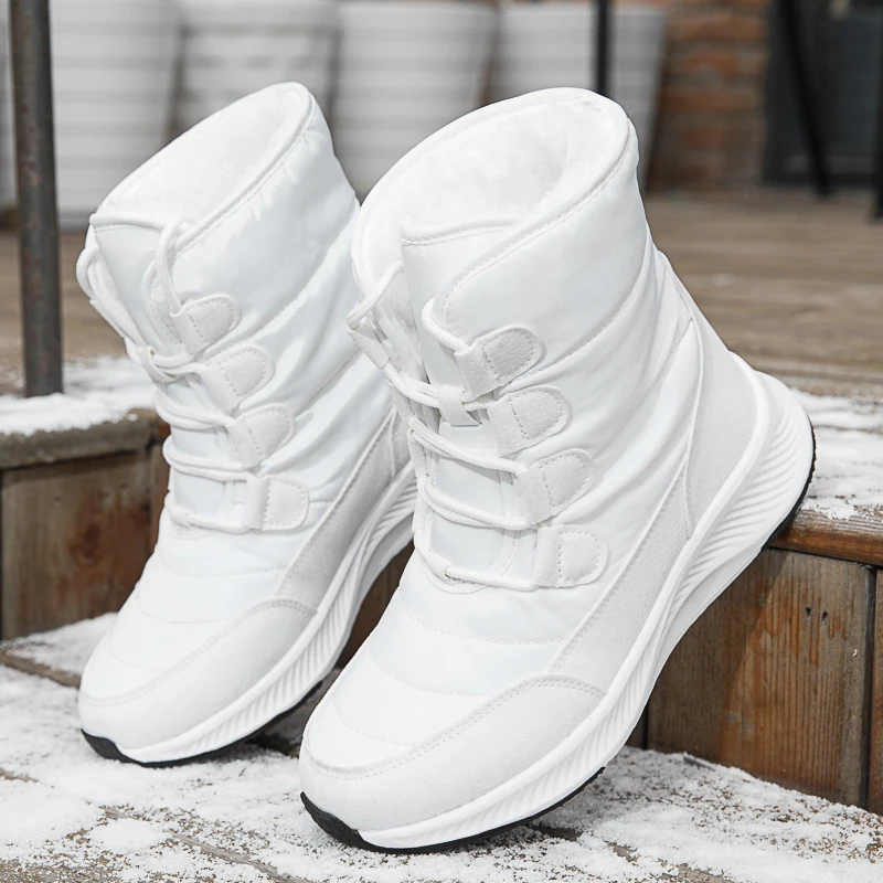 

Women Snow Boots 2022 Winter New Anti-Slip Plush Warm Platform White Black Brown Waterproof Short Booties Shoes Botas De Mujer