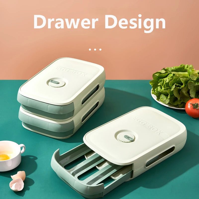 drawer eggs organizer box with lid storage egg holder refrigerator for kitchen organizer drawer egg tray kitchen gadget sets free global shipping