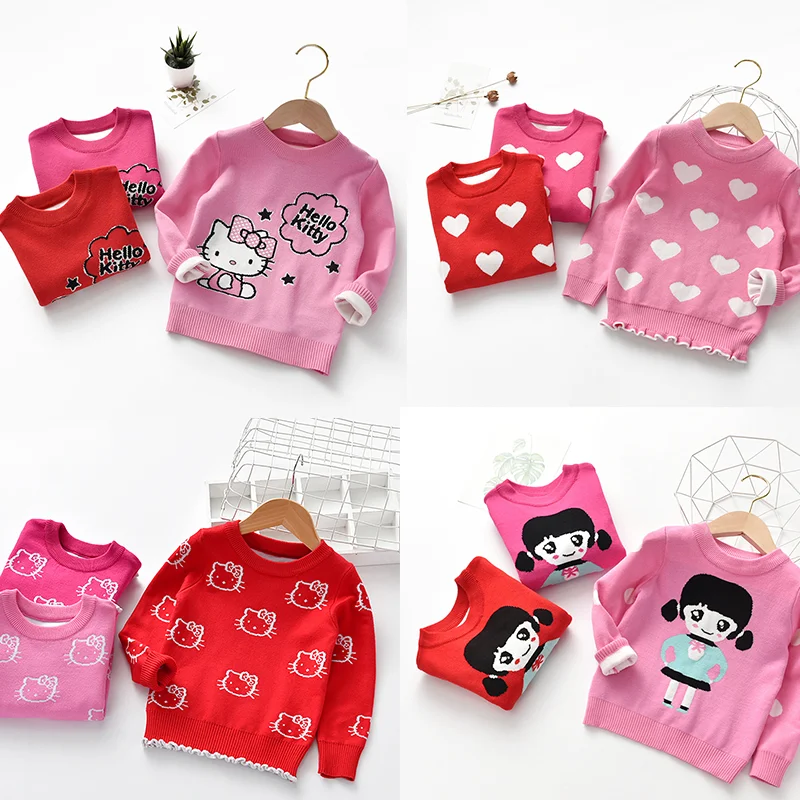 Свитер для девочек с принтом Hello Kitty толстый новогодний свитер