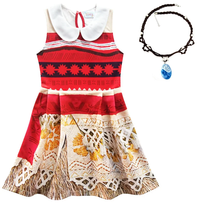 2020 Косплей Костюм принцессы Моаны для детей костюм платья с ожерельем Хэллоуина