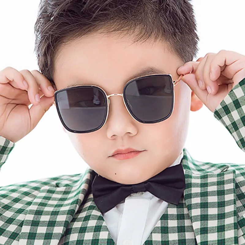 

Square Metal Children Sunglasses Fashion New Boys And Girls Anti-Reflective Mirror Sun Glasses Kids Vintage Glasses Uv400