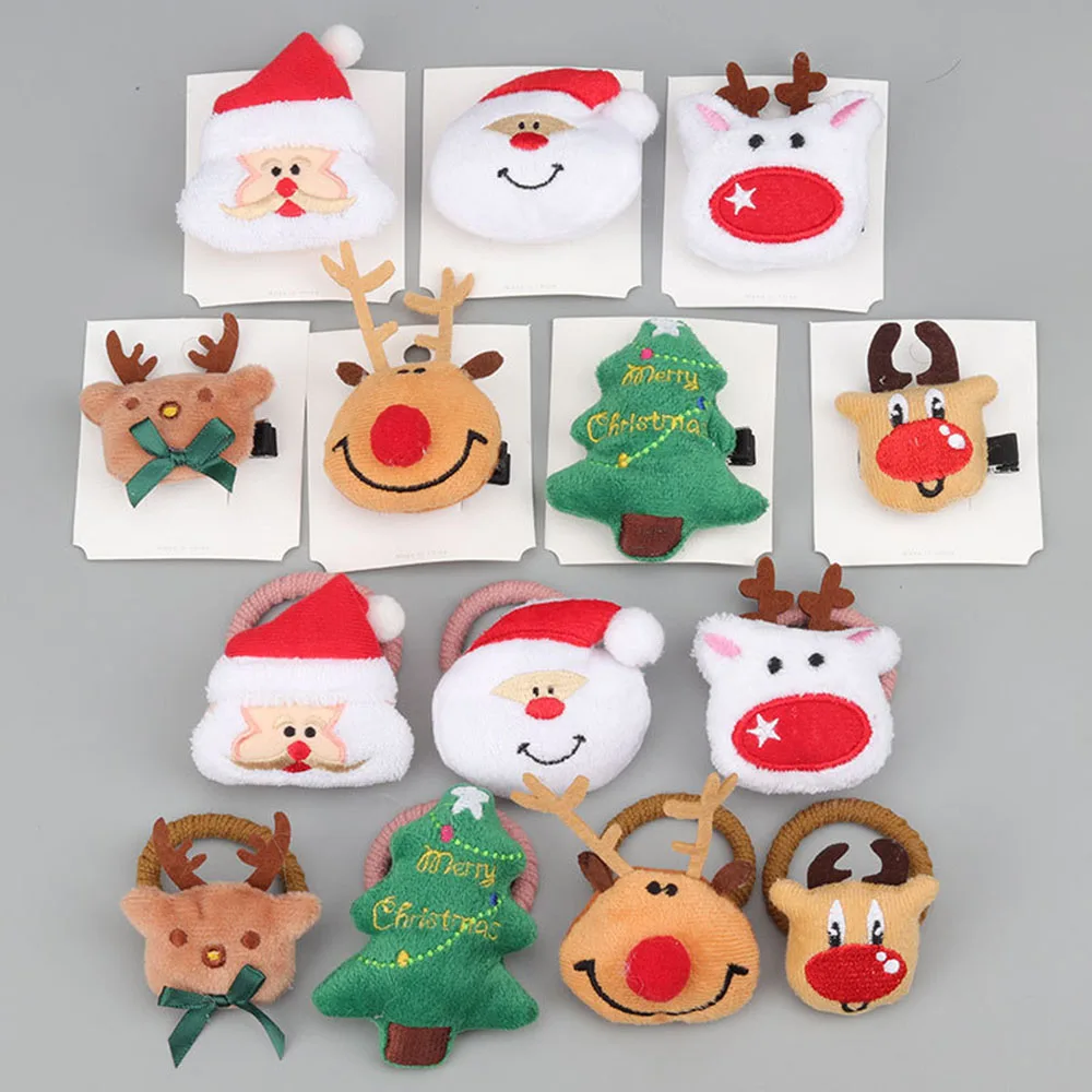 

Christmas Children's Hair Accessories Hair Tie Girls Holiday Party Hairpins Santa Claus Deer Tree Rubber Band Headband Headdress