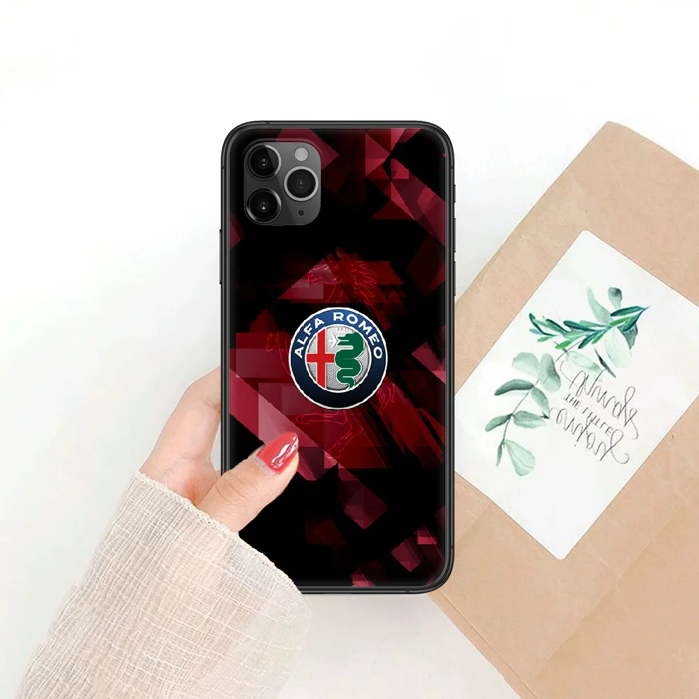 

Car Alfa Romeo logo Phone Case Cover Hull For iphone 5 5s se 2 6 6s 7 8 12 mini plus X XS XR 11 PRO MAX black fashion funda 3D