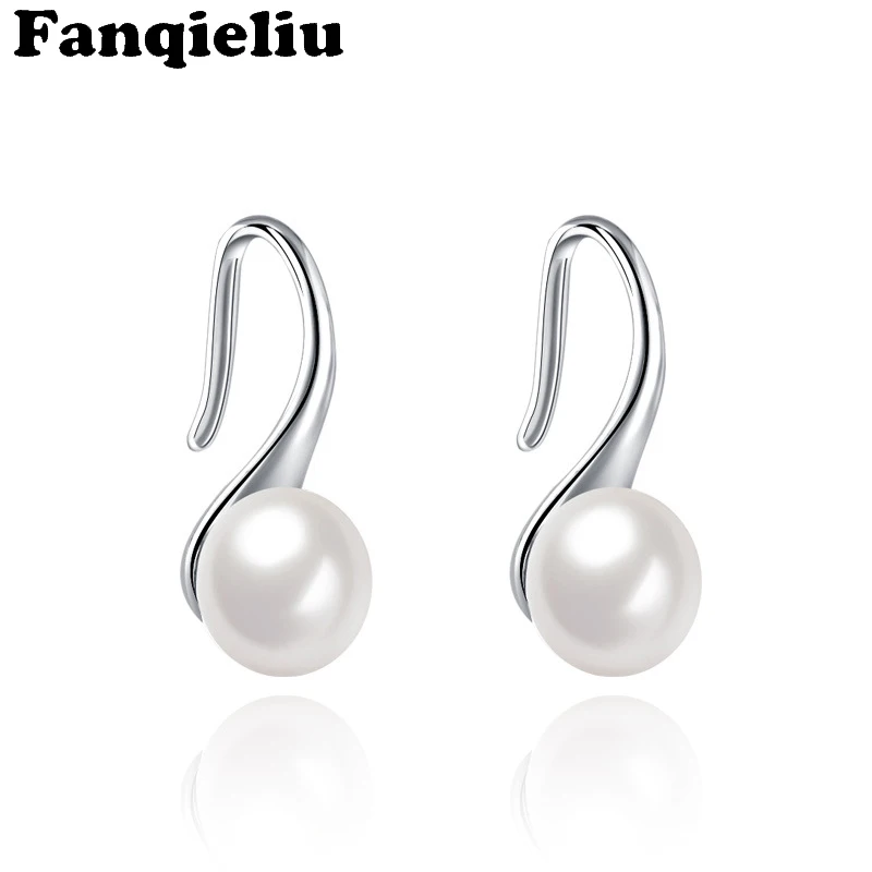 

Fanqieliu Water Drop Freshwater Pearl Earrings Girl 925 Sterling Silver Stud Earrings For Women Wedding Jewelry Gift FQL20180