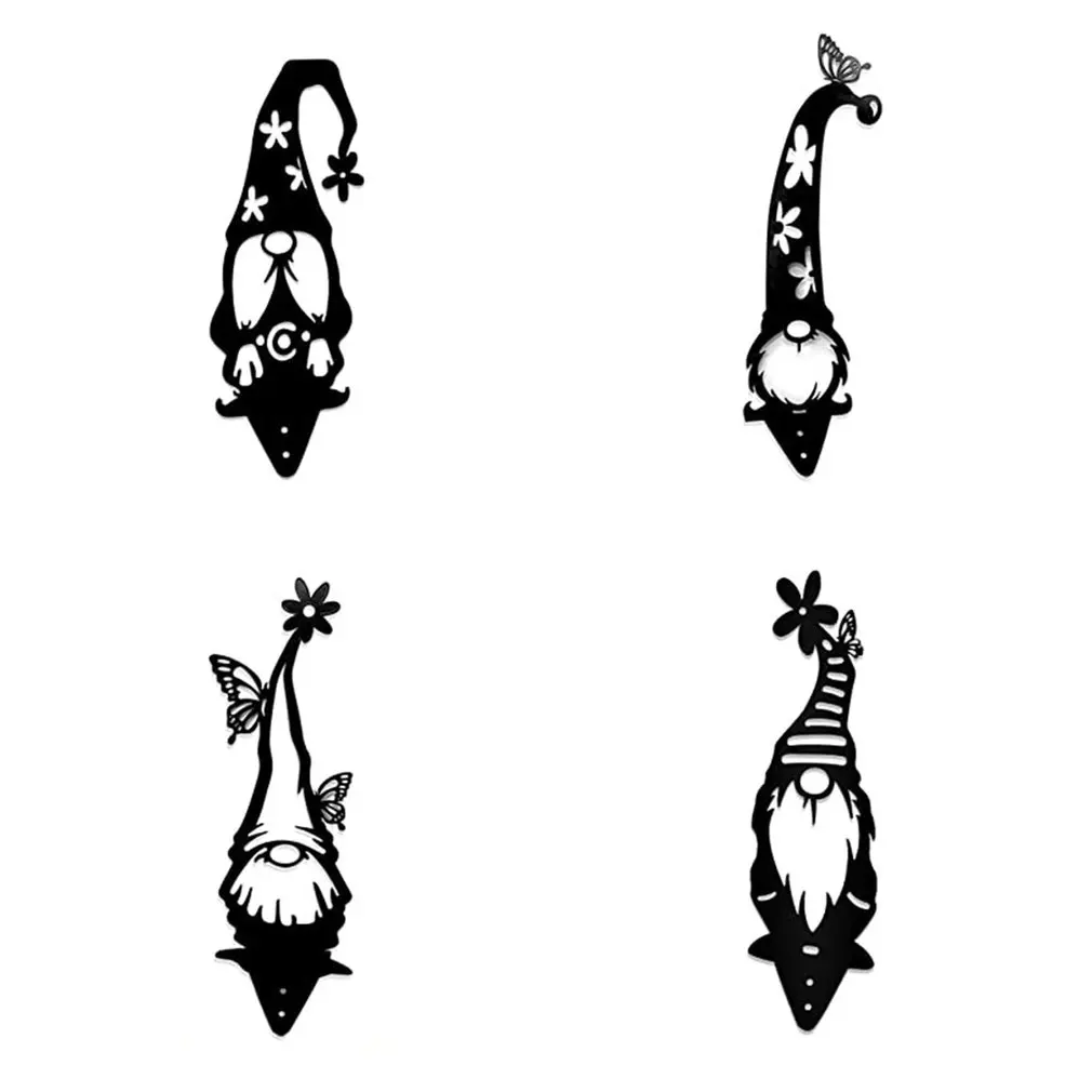 

4 Pieces Garden Decoration Dwarf Garden Ornaments Acrylic Santa Claus Hollow Insert Card Dwarf Decoration