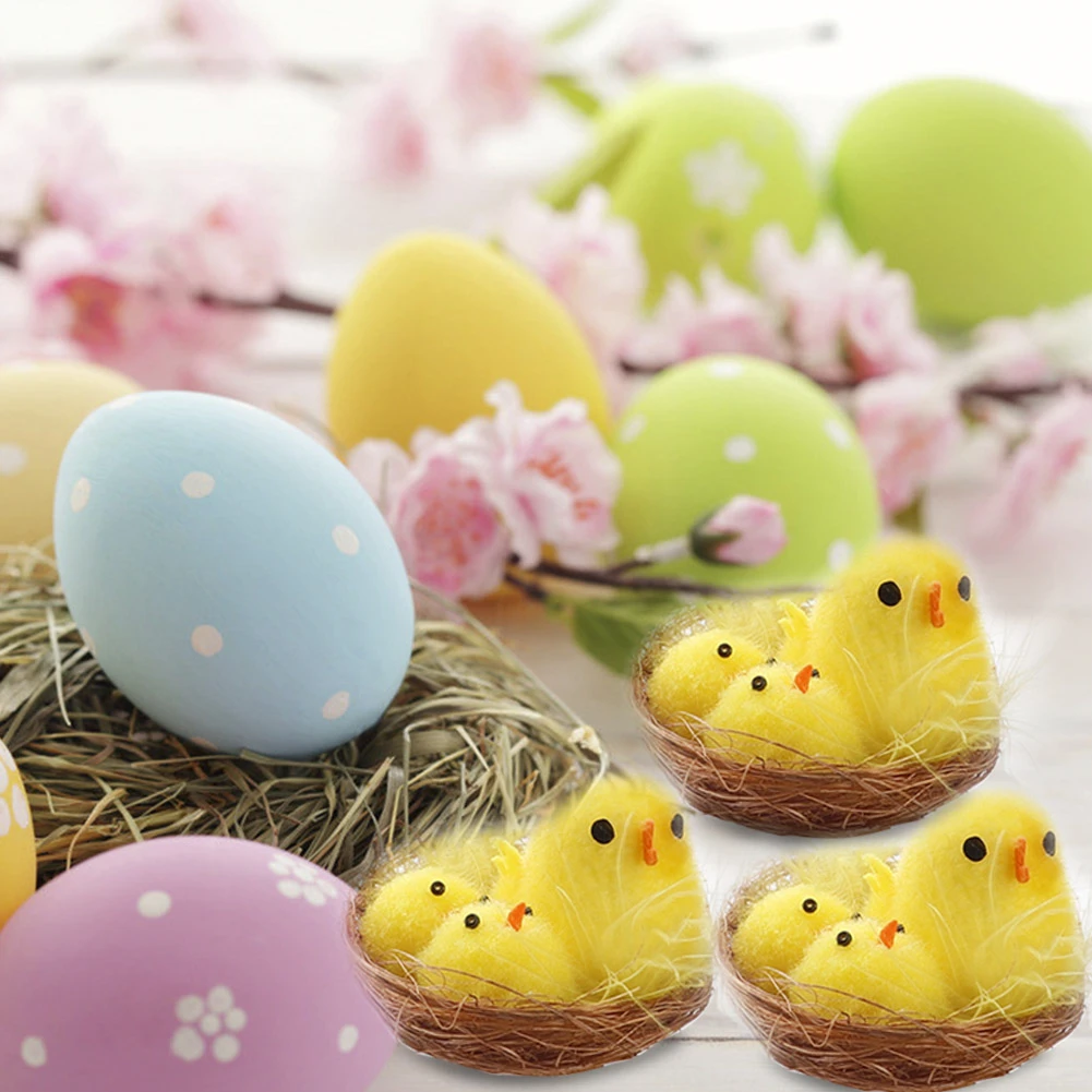 12 шт. пасхальные мини цыплята набор украшения для пасхальных яиц стаканчики