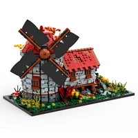 2064pcs moc 58912 modular medieval windmill architectural model street view building block kit designed by peeters kevin