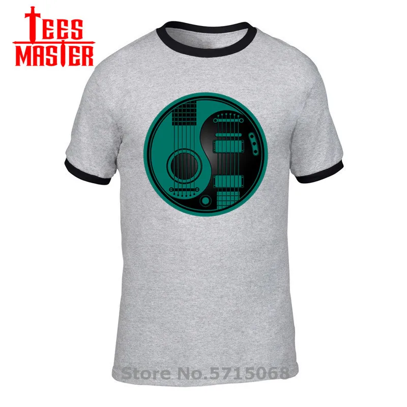 Футболка мужская с изображением акустической гитары Инь Янь старинная рубашка в