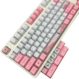 Сакура OEM PBT Keycaps полный комплект механическая клавиатура Keycaps PBT краскосублимационный Keycap GK61 Anne