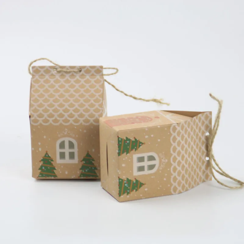 5 шт. рождественские подарочные пакеты для конфет в форме домика с веревками