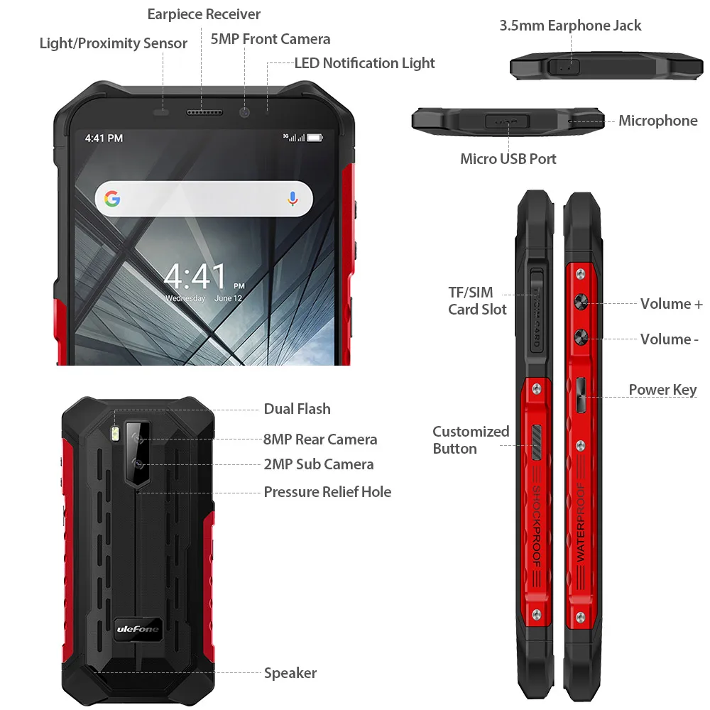 ulefone armor x3 rugged smartphone ip68ip69k android 9 0 5 5 189 2gb 32gb 5000mah face unlock rugged cell phone mobile phone free global shipping