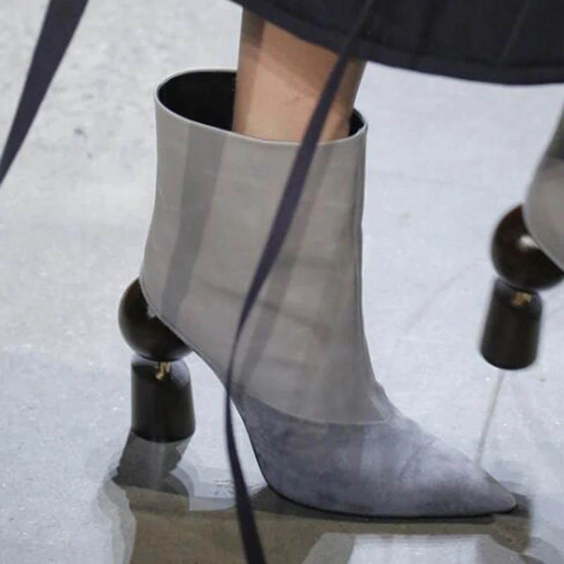 Женские ботильоны с острым носком модельные кожаные ботинки на высоком каблуке