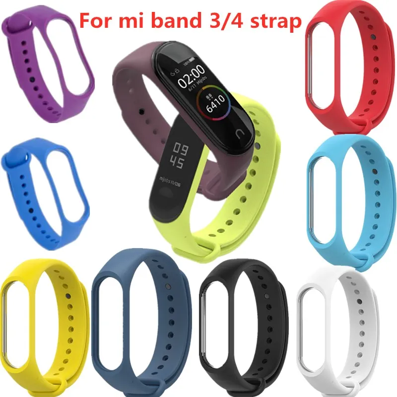 Силиконовый ремешок для Xiaomi Mi Band 4 и 3 черный смарт-браслет band | Электроника