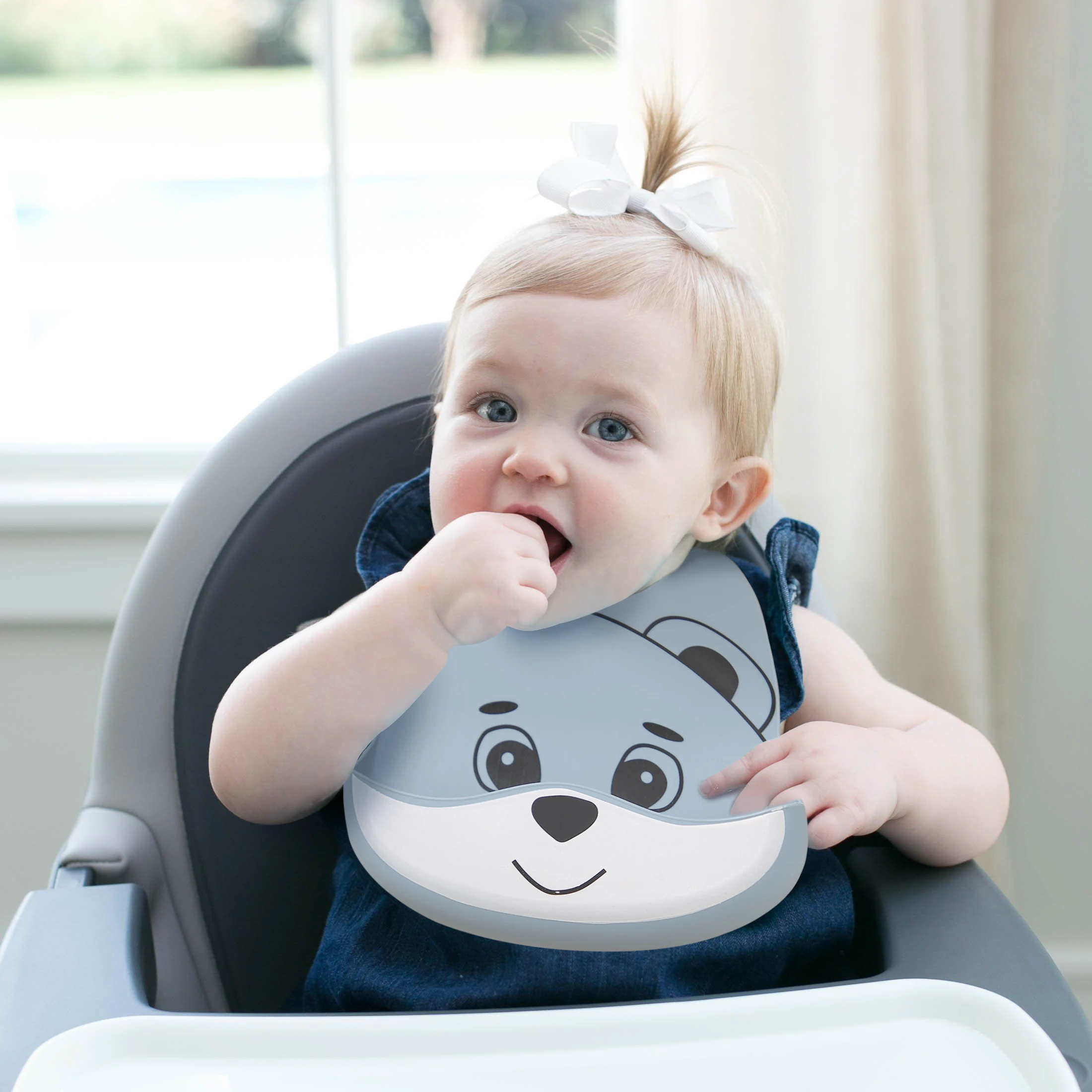 Baberos impermeables de oso de dibujos animados para beb&eacute;, delantal ajustable de silicona para ni&ntilde;os, alimentaci&oacute;n, vajilla sin BPA, 1 unidad-1