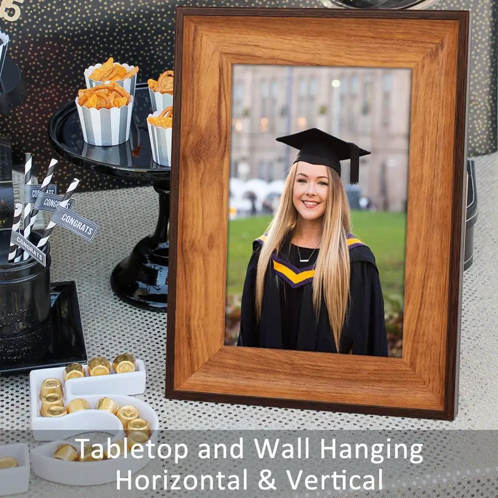 

OurWarm 4 x 6 Rustic Picture Frames Brown Wood Photo Frames for Wall or Tabletop Decor Clip Canvas Painting Picture Holder