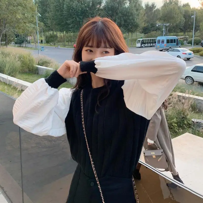 Платье-рубашка с рукавами-пузырьками Sandy Lamb в стиле пэчворк для девочек во