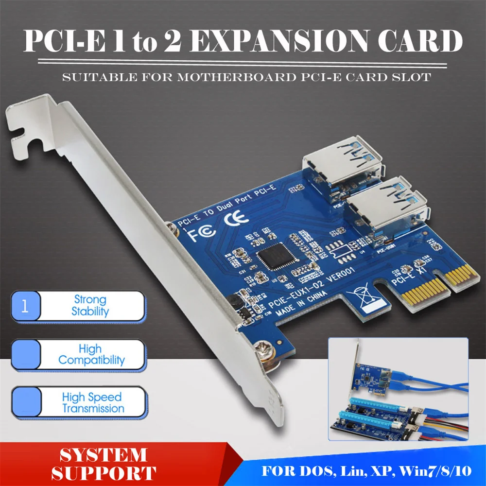 

PCI-E to Dual Port PCI-E Riser Card Expansion Card Multiplier Card Computer Host High-speed Expansion Card High Compatibility