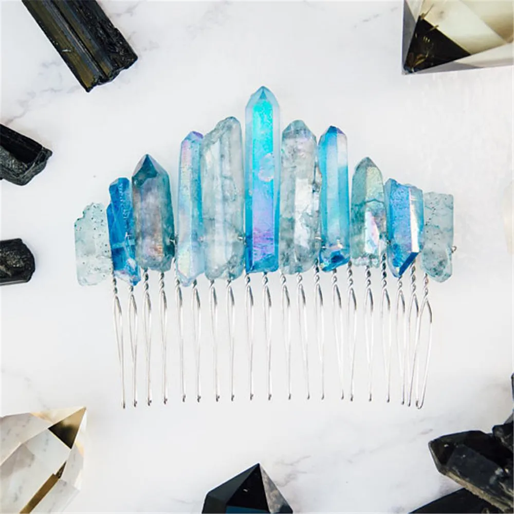 Аура кварцевый кристалл Корона натуральный сырой матовый Радужный камень Опал