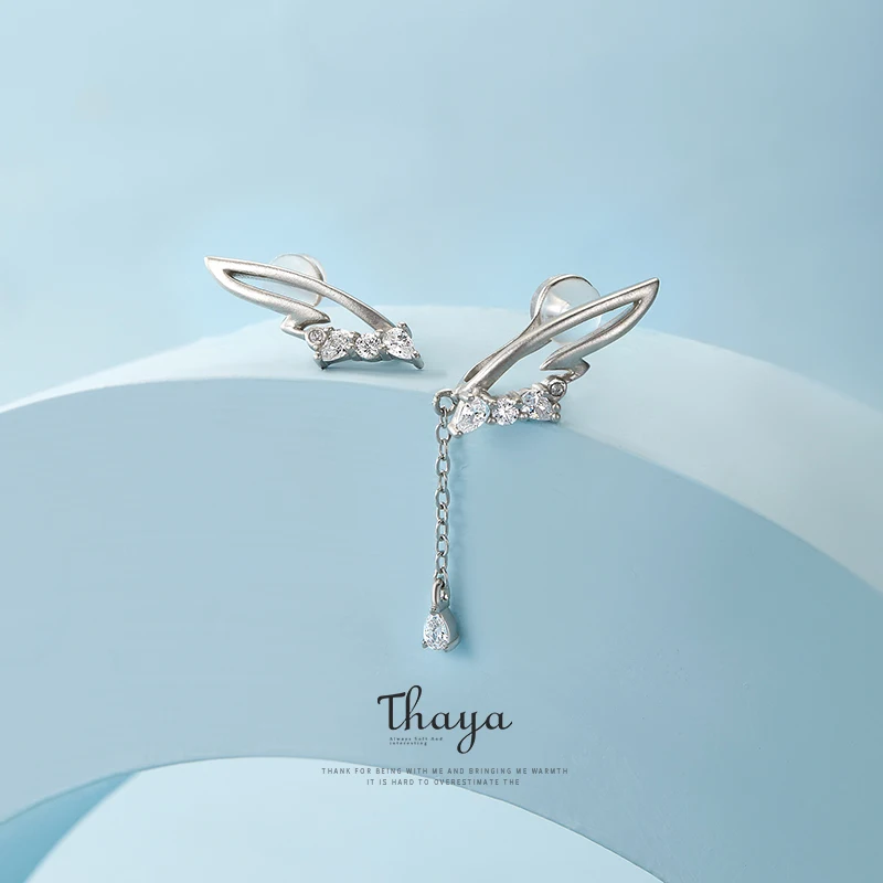 

Thaya, настоящие серьги, серебро 925 пробы, белые крылья, Кристальные серьги-подвески, клипсы, серьги для женщин, девушек, без пирсинга, подарки, хорошее ювелирное изделие