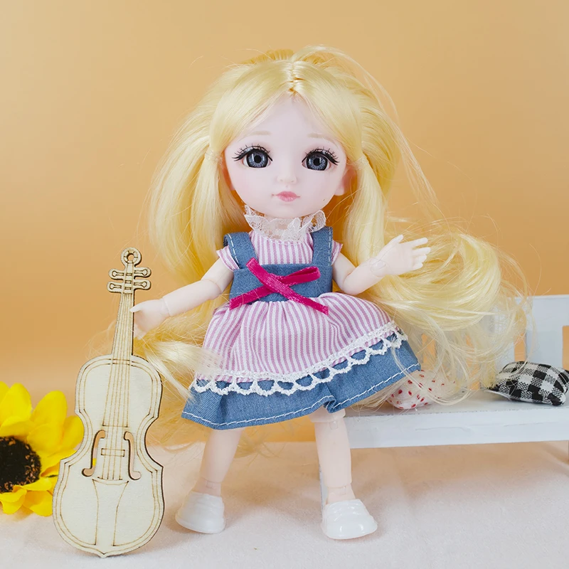 

Fashion Kawaii 16cm Bjd Dolls For Girls Mini Baby Toys Princess Dress Up Vinyl Body Wear Ob11 Beautiful Clothes DIY 3D ICY Eyes