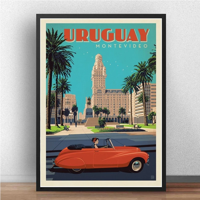ВИНТАЖНЫЙ ПЛАКАТ MT128 Уругвай монтесвидео минималистичный постер с масляной