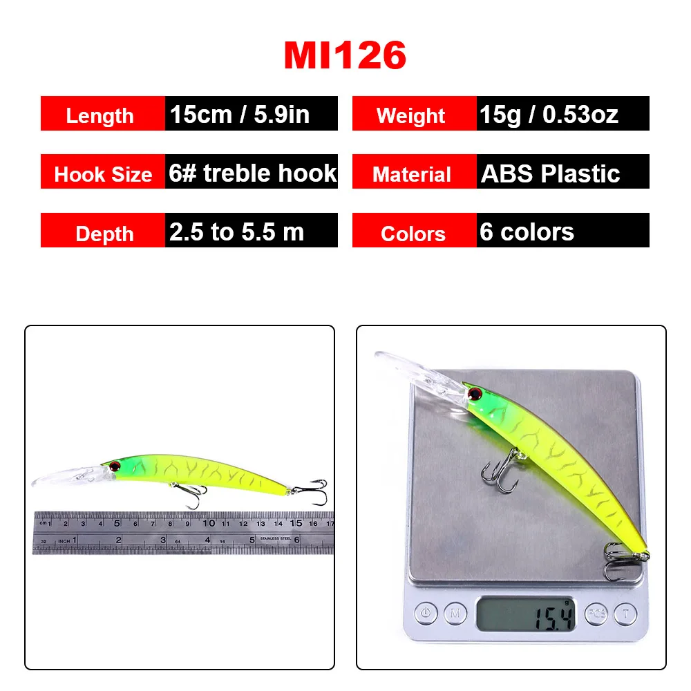 HENGJIA 1pcs 15cm 15g  Deep Diving Jerkbait Artificial Hard Bait Fishing Wobblers Minnow Lure for Bass Pike Carp Fishing  Tackle