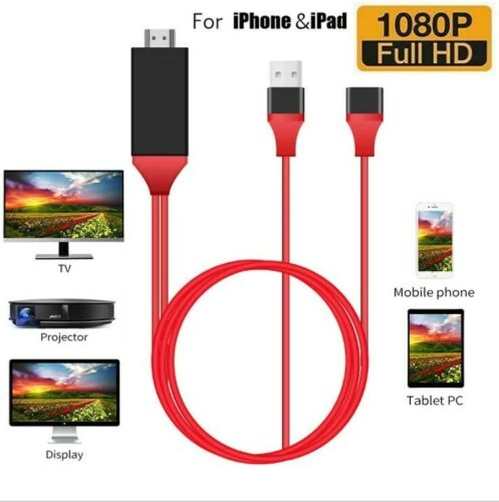 Кабель адаптер HDMI 1080P для цифрового av адаптера Lightning iPhone X 8 7 6 6S контактный USB