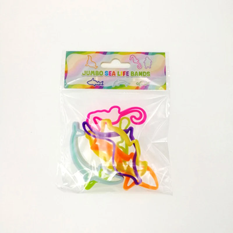 

6PCS Silicon Jumbo Marine Life Shaped Rubber Bandz for Girls Bracelets Party Favors Birthday Gift Tie Hair Silicone Silly Bands