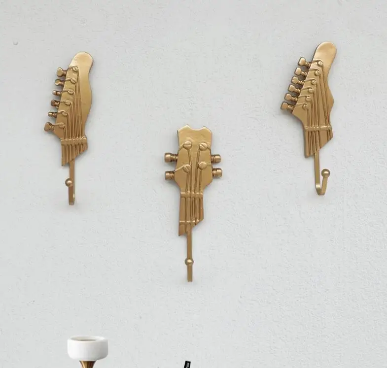 3 шт./лот Золотой гитарный дизайн настенный крючок железная вешалка для пальто