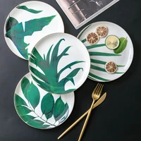 green leaf design dinner plate european style ceramic dishes dinnerware pasta plate fine bone china dish 8 inch dessert plate