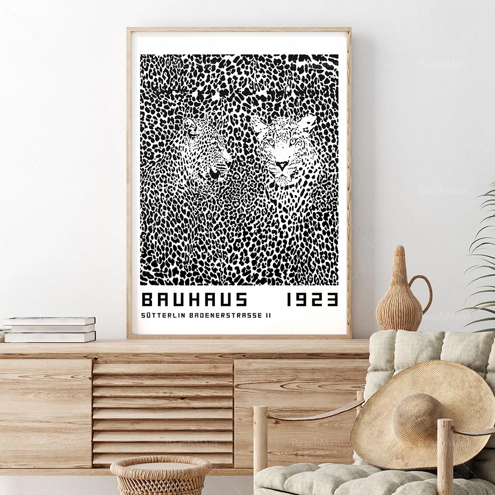 

Leopard print, black and white posters, Bauhaus style art, modern art, minimalist wall art, animal prints