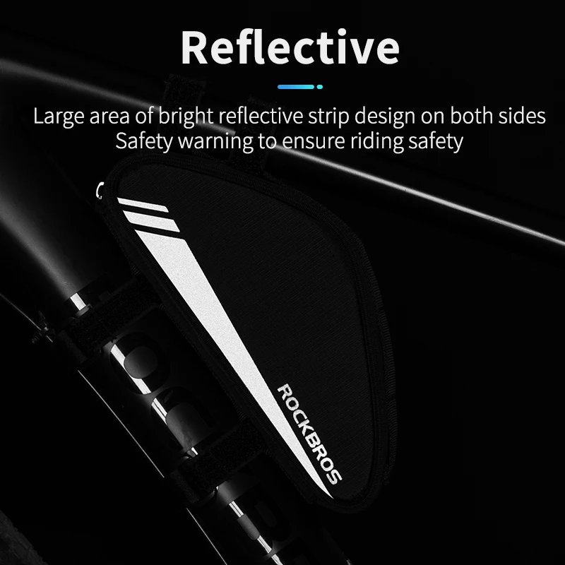 

ROCKBROS Bike Tool Bag Triangle Biycle Frame Bag MTB Pannier 0.7L bolsa bicicleta Reflective Bike Accessories Middle Bicycle Bag