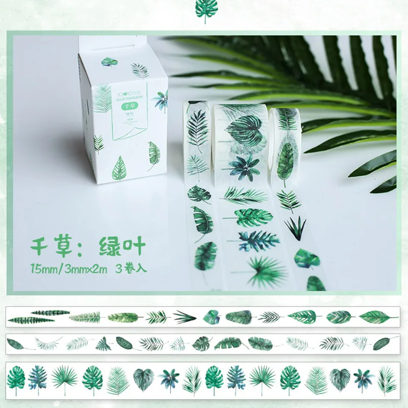 Kawaii Plant клейкая лента милая зеленая васи лента маскирующая лента для детей Скрапбукинг DIY фото принадлежности для альбома канцелярские принадлежности