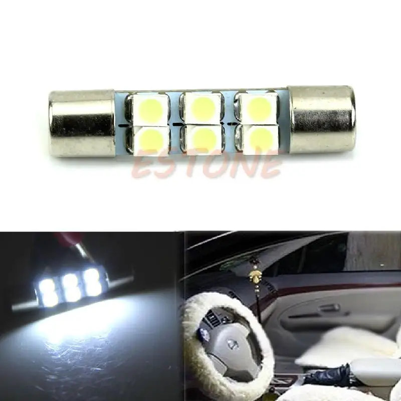 1 шт. белый 3528 T6 6-SMD светодиодный лампы для автомобиля солнцезащитный козырек