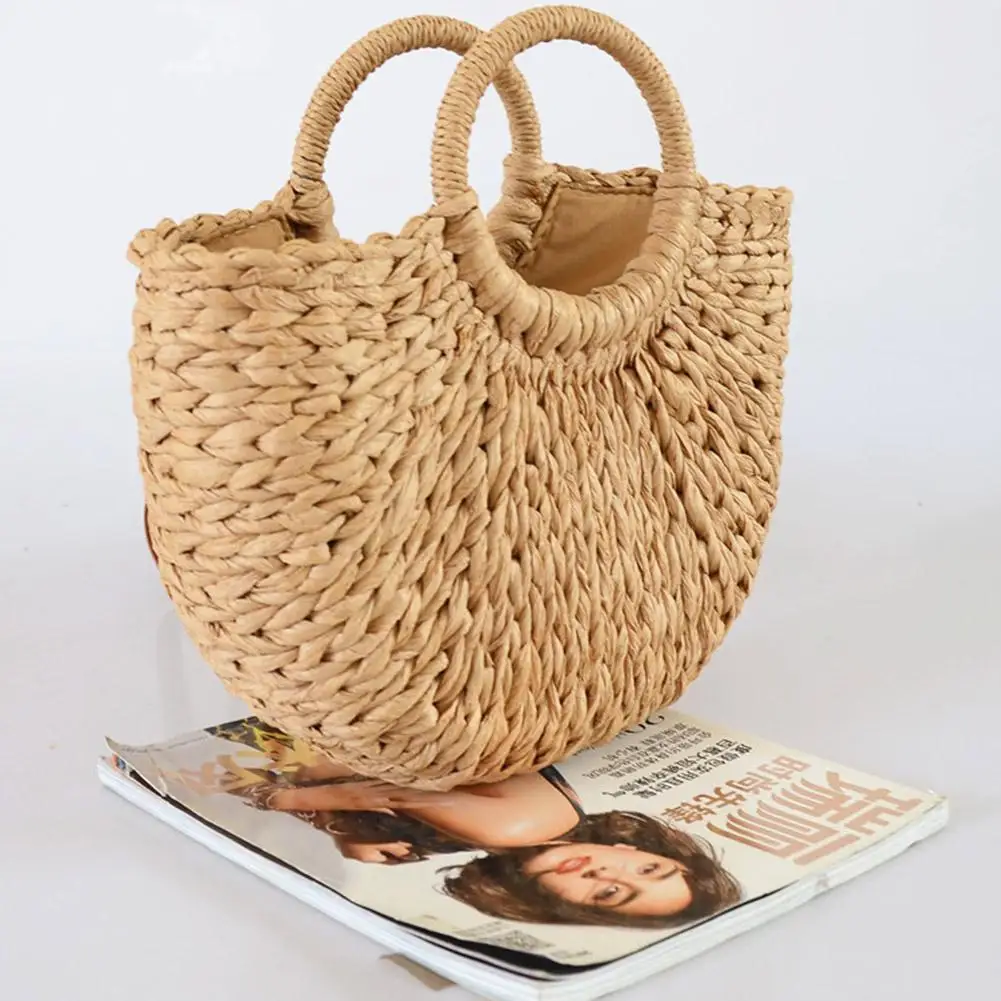 

Модная женская Соломенная пляжная сумка-тоут, плетеные летние сумки в богемном стиле для отпуска, Повседневная сумочка на плечо для девочек