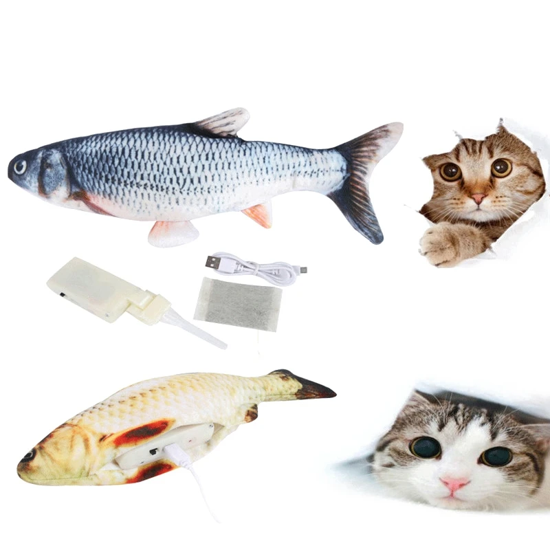 

s 30CM Electronic Pet Cat Toy Electric USB Charging Simulation Fish Toys For Dog Cat Chewing Playing Biting Supplies