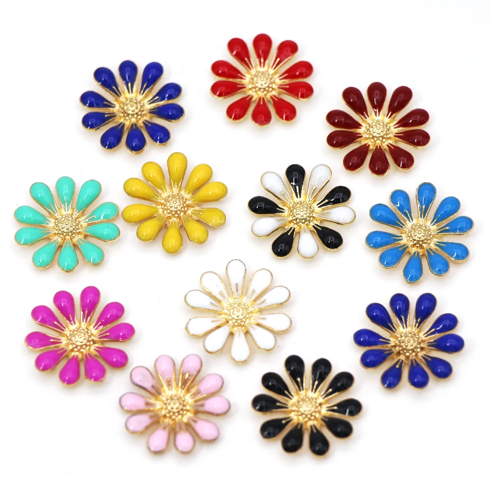 10 шт. разноцветные цветочные пуговицы винтажные металлические украшение из
