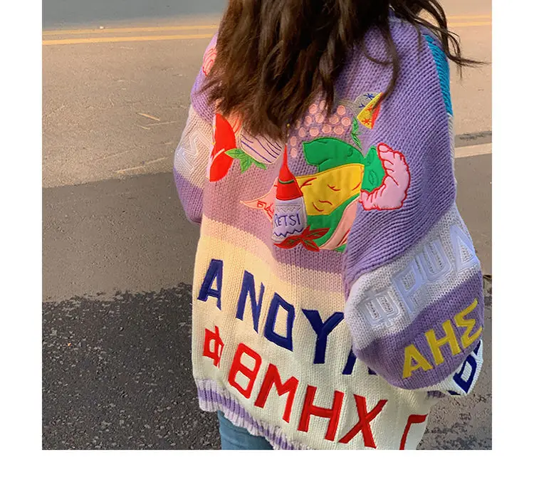 

Fall 2021 new Japanese retro sweater coat women's outer wear loose lazy embroidery knitted cardigan women's clothing