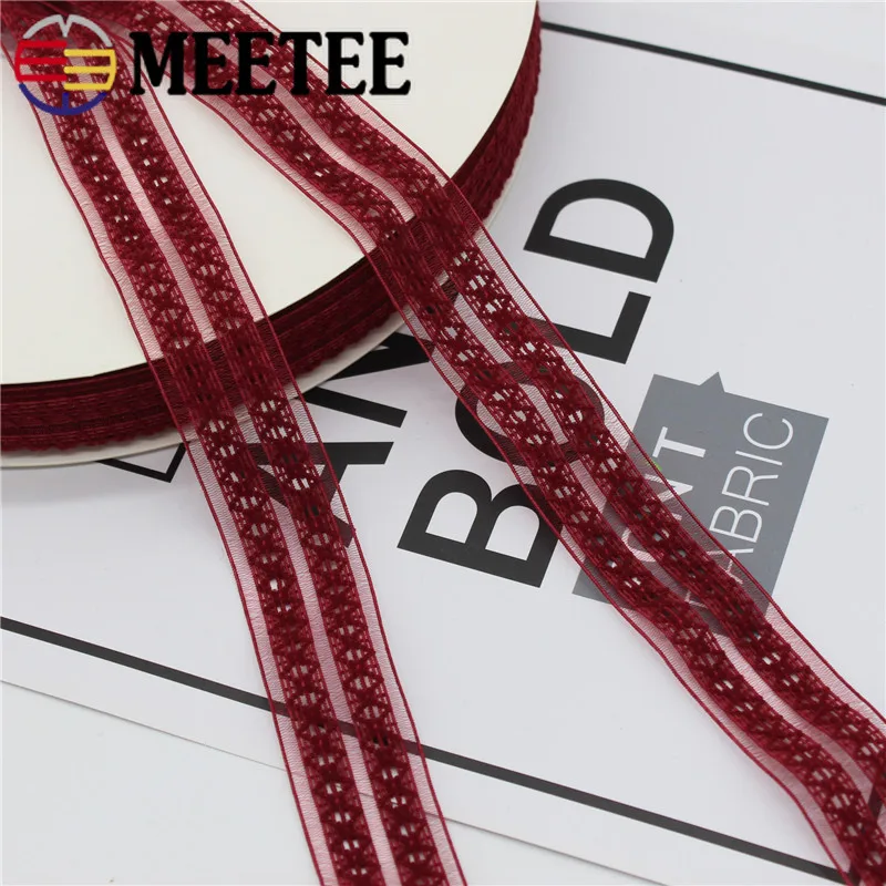 

12yards Meetee 10/25mm Fish Silk Mesh Stretch Lace for Sewing Elastic Band Cord with Adjustable DIY Underwear Sweater Supplies