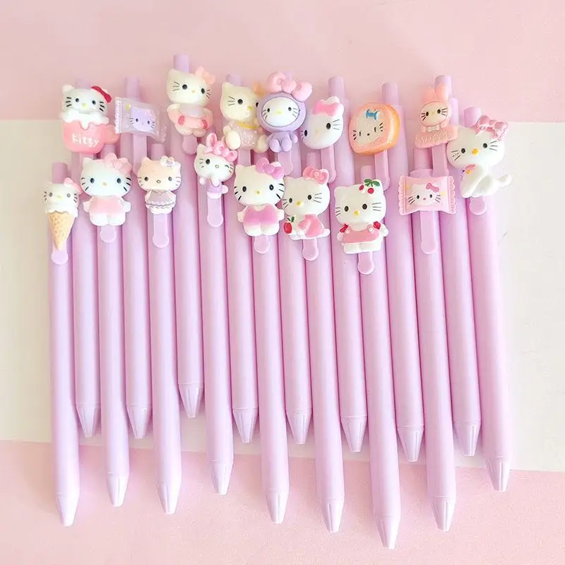 10pcs/set Creative cute cat Simple small fresh gel pen kawaii Quick drying Cap neutral pen journal supplies Stationery