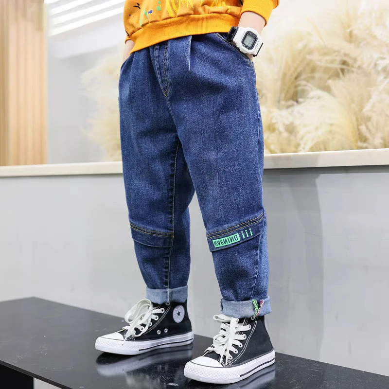 Джинсовые брюки для мальчиков и девочек с эластичным поясом | Детская одежда